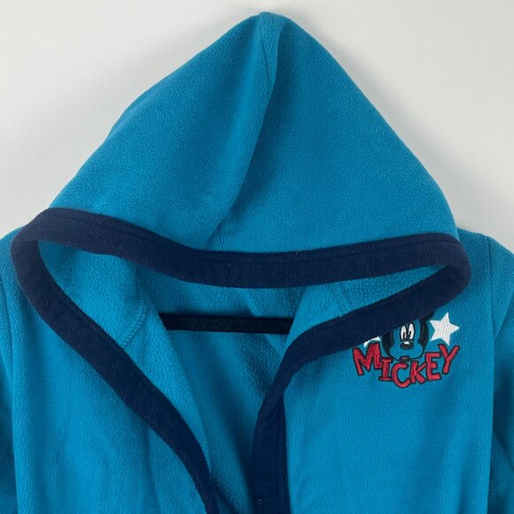 Disney Kids Bath Robe Size 6 Blue Long Sleeves Hooded Pockets Mickey Mouse - Picture 2 of 9